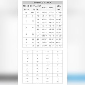 Torrid size chart